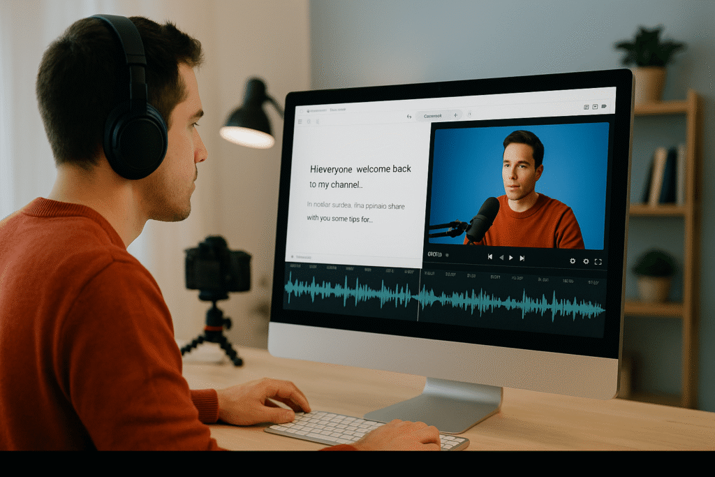 AI Tools for YouTubers editing videos in Descript interface