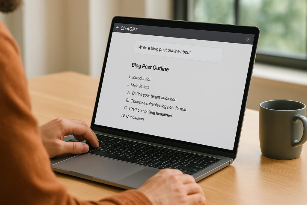 Blogger using ChatGPT, one of the best free AI tools for beginners in 2025