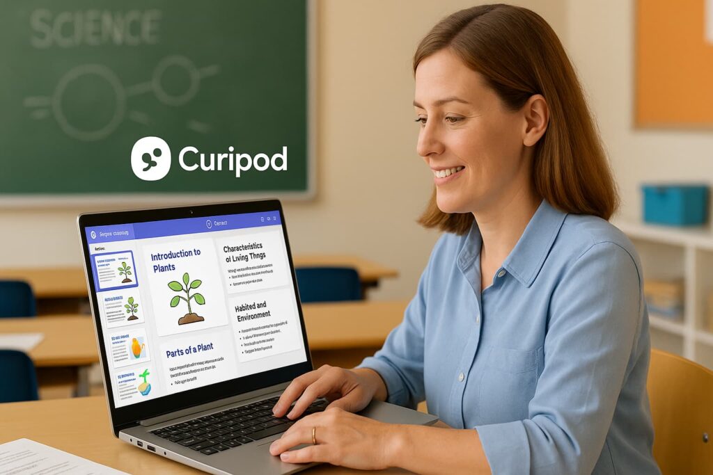 Curipod saves teachers time by generating full interactive lessons using AI tools for smart teaching.