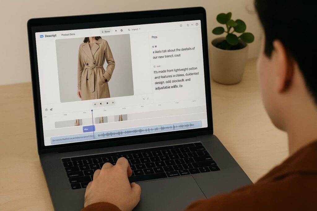 Descript lets Shopify sellers create product videos easily using AI tools for Shopify sellers.