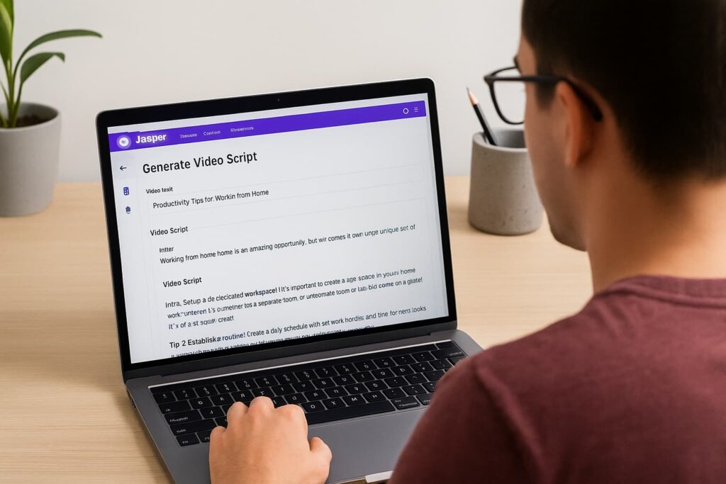 Jasper generates engaging scripts, proving itself among the best AI tools for YouTube creators 2025.