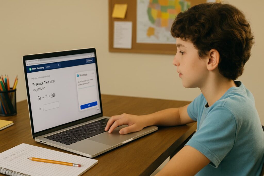 Khanmigo helps students learn independently using AI tools for smart teaching.