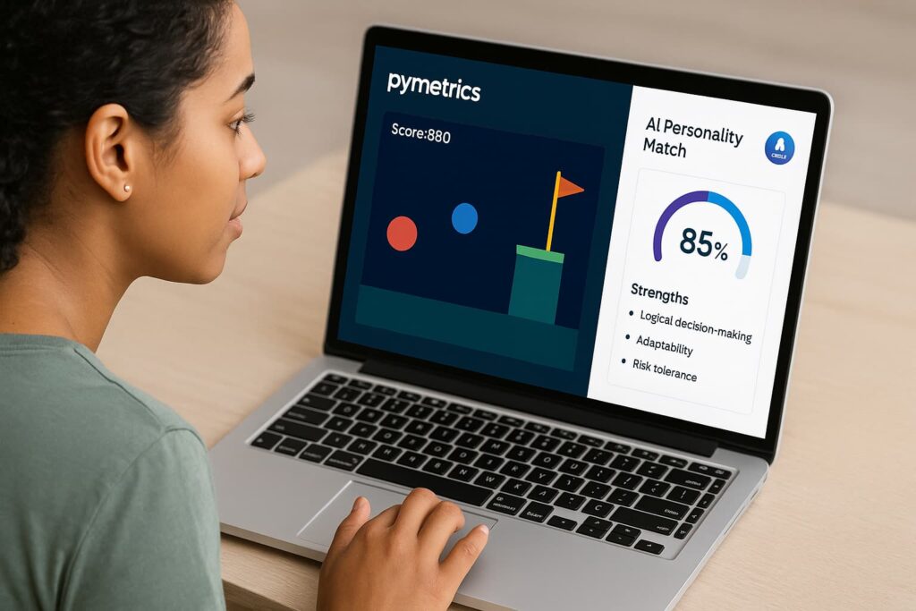 Candidate takes a gamified cognitive test using Pymetrics, one of the top 7 essential AI tools for smarter hiring in 2025.