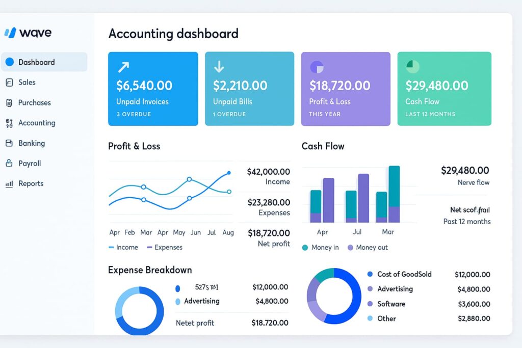 Wave managing finances as one of the AI tools for freelance productivity 2025

