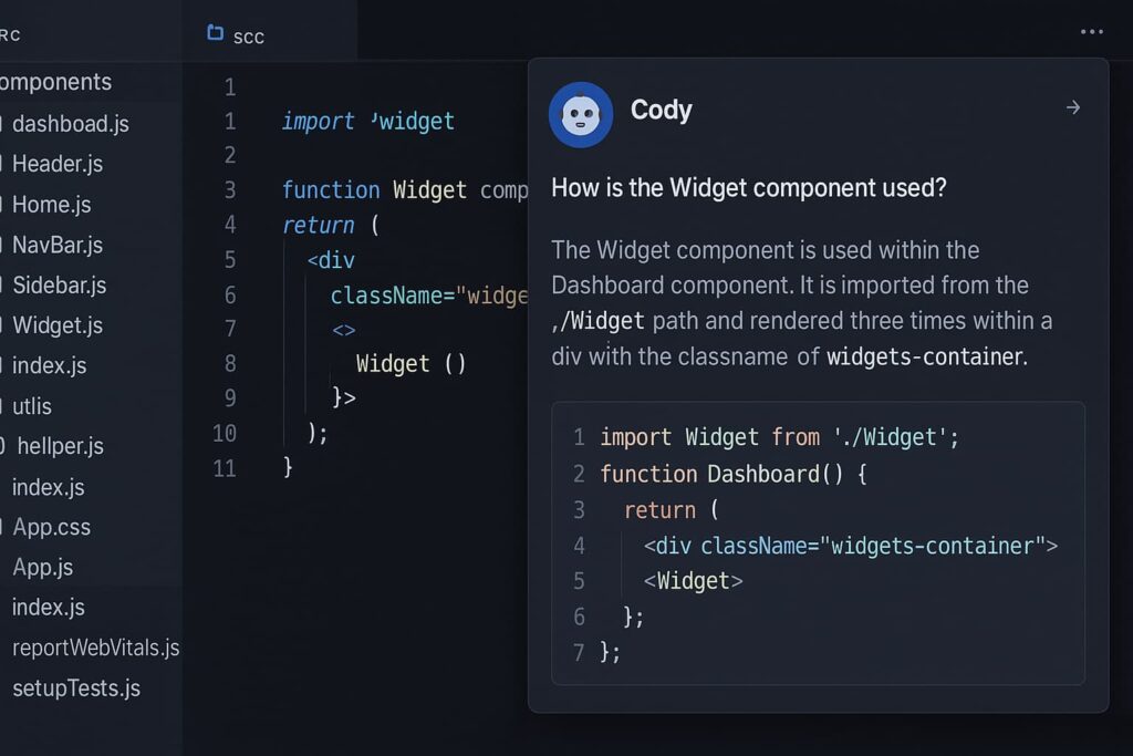 Cody answers questions about code in plain English, making it highly useful as one of the best AI code assistant tools for beginners.

