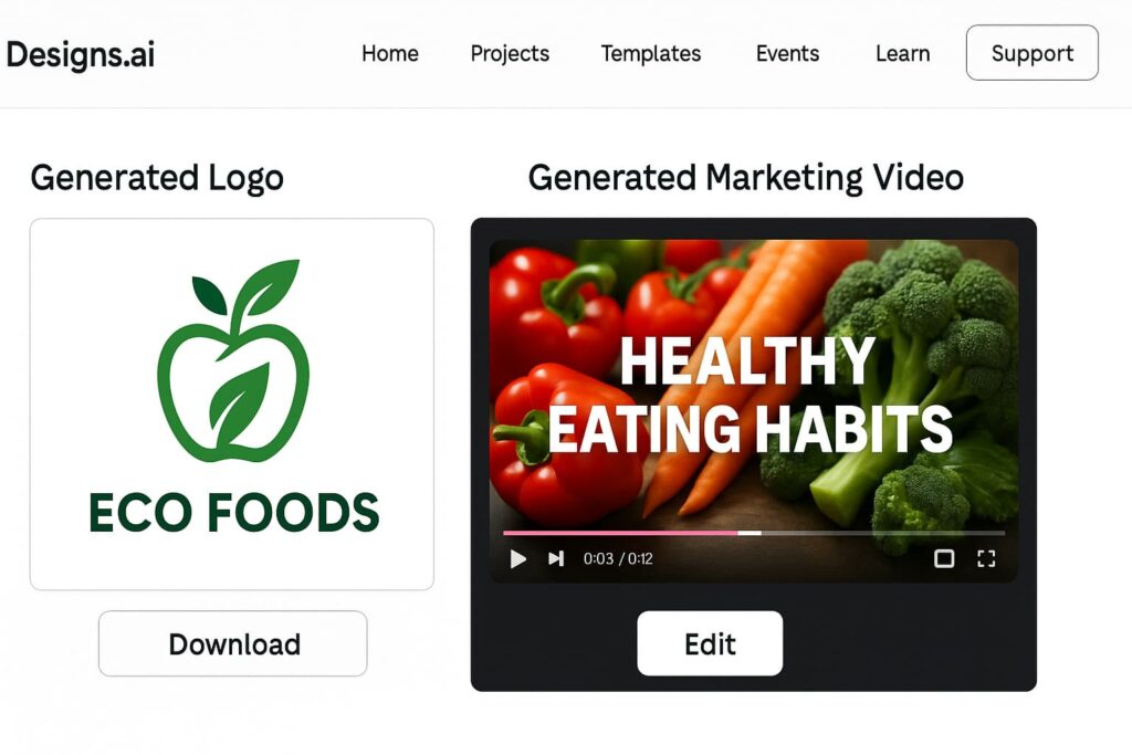 Designs.ai combines logo and video generation, solidifying its place among the best AI tools for designers.