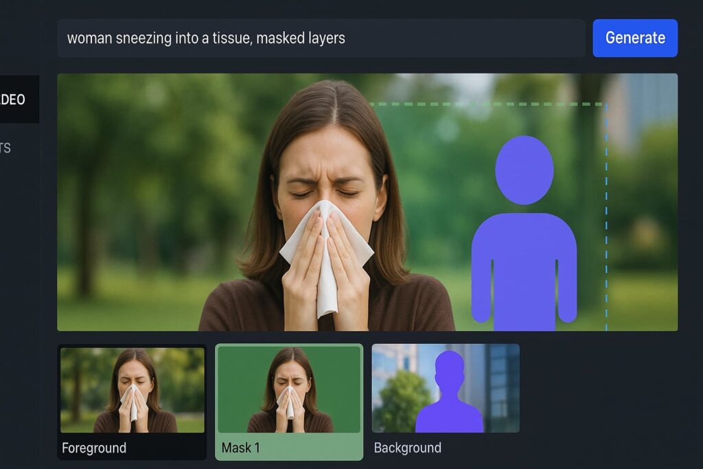 Runway ML interface demonstrating AI masking and video editing tools, a strong choice among the best Veo alternatives for AI video generation.
